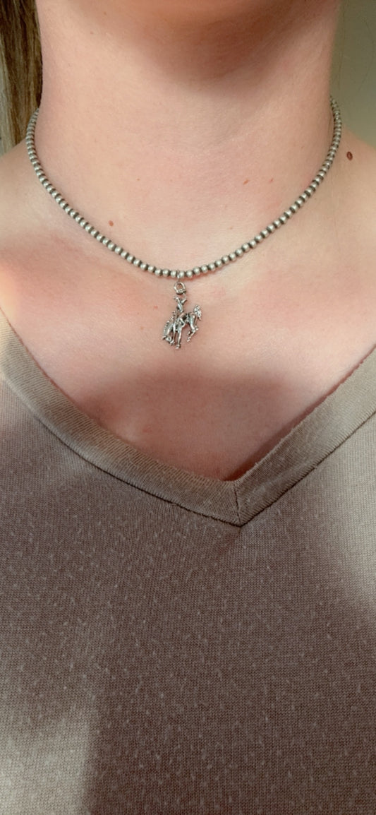 Buckin Bronc Charm Necklace