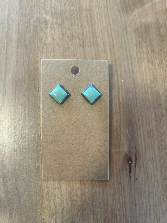 Turquoise and sterling silver square studs