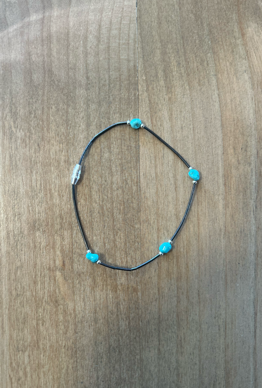 Turquoise and sterling silver anklet/bracelet