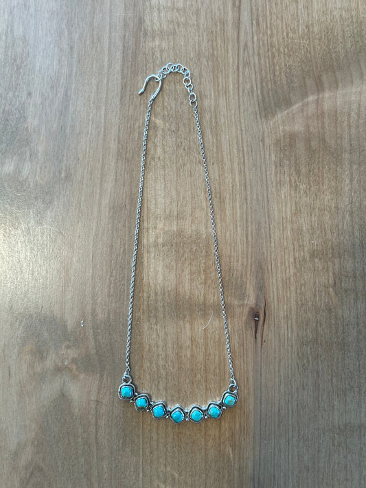 Handmade sterling silver and turquoise bar necklace