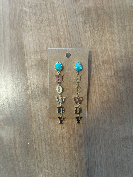 Turquoise and gold HOWDY earrings