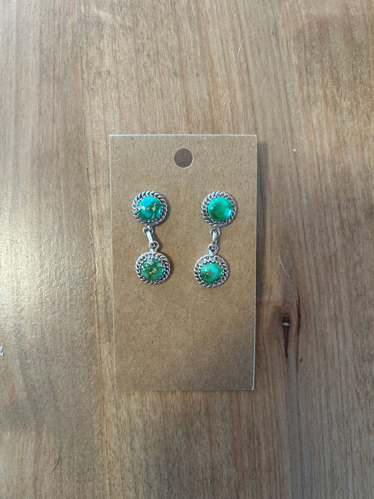 Turquoise and silver dangle earrings