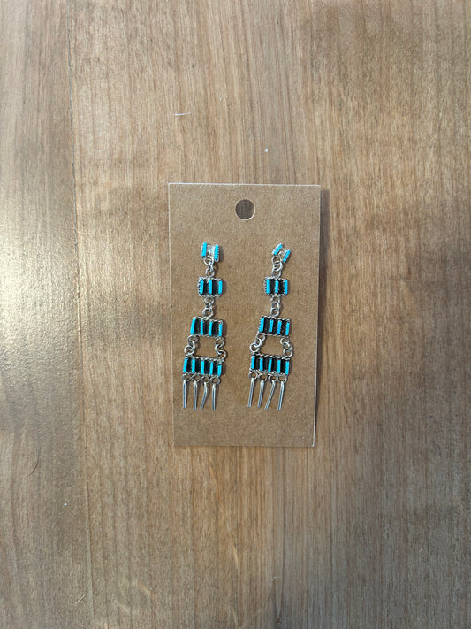 Turquoise and silver chandelier earrings